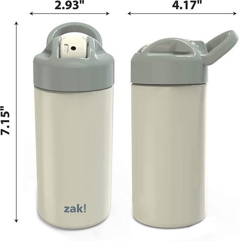 Zak Designs Planeterra Ivory & French Navy 18 oz Set of 2 Reusable Straw Water Bottle with Built-In Handle for Travel, Made with Durable Plastic