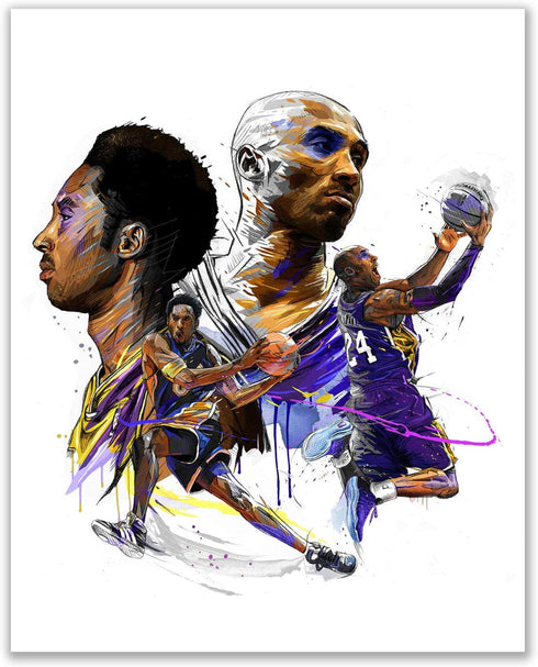 Kobe Bryant Watercolor Wall Art Decor Prints - Set Of 4 (8x10) Inch Poster Photos