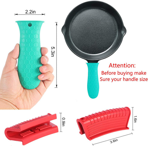 10 Pcs Non-Slip Silicone Hot Handle Holder & Assist Grips, Potholder for Cast Iron Skillets, Heat Resistant Handle Cover Sleeve for Frying Pans, Casserole, Cookware Handles