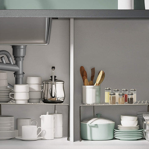 Stainless Steel Expandable Kitchen Storage Organizer Spice Rack Cabinet Organization Shelves Heavy-Duty Rustproof Shelf, Adjustable Durable Rack Space Saving Countertop Drawer Cabinet Pantry