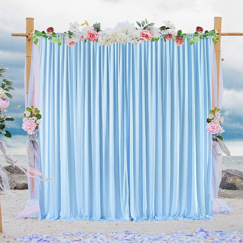 10ftx7ft Blue Wrinkle-Free Backdrop Drapes, Blue Polyester Background Curtains Backdrop Decorations for Wedding Home Party Supplies