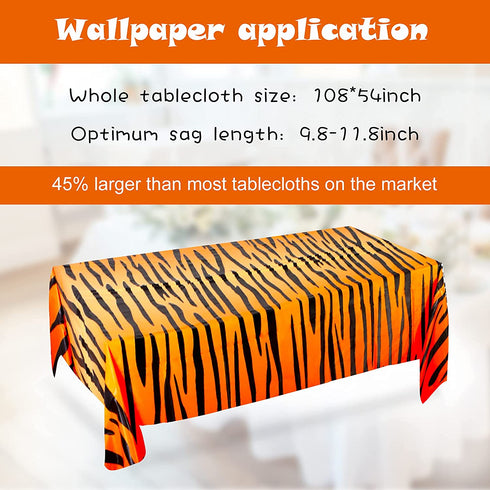 6 Pieces Animal Safari Theme Zoo Print Table Cover Jungle Animal Table Cover Reusable Animal Theme Tablecloth with Leopard, Tiger, Zebra for Animal Zoo Jungle Safari Themed Party (54 x 108 Inch)