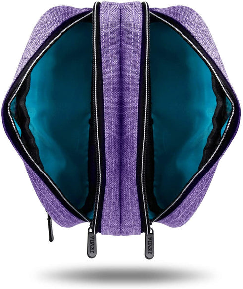 JEMIA Multi Compartments Collection 3 Independent Zipper Compartments Pencil Case (Purple, Polyester)
