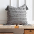 DEZENE Boho Throw Pillow Covers: Set of 2 18x18 Inch Square Light Grey Striped Jacquard Cotton Linen Decorative Pillow Cases for Home Decor Sofa Couch Farmhouse Living Room Bedroom