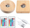 Wooden Light Base Stand Colorful LED Lights Display Base with Remote Control for Selenite Tower Home 3D Laser Crystal Glass Resin Art (2 Pieces)