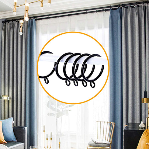 ANJUU 36 Pack 38mm Inner Diameter Metal Curtain Drape Sliding Eyelet Rings Black Tone