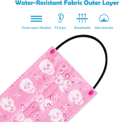 60PCS Disposable Protective Fashion Face Mask Skull Crossbones Knitted Sweater Pattern Couple Matching Print Stylish Gift 3-Ply Individually Packed Skin-Friendly Breathable Comfortable