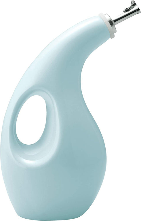 Rachael Ray Solid Glaze Ceramics EVOO Olive Oil Bottle Dispenser with Spout - 24 Ounce, Blue