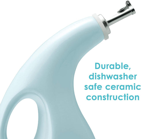 Rachael Ray Solid Glaze Ceramics EVOO Olive Oil Bottle Dispenser with Spout - 24 Ounce, Blue