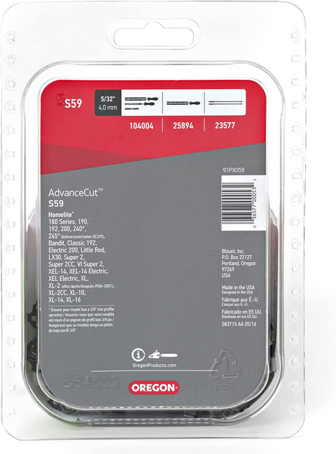 Oregon S59 AdvanceCut 16-Inch Semi Chisel Chainsaw Chain, Fits Homelite