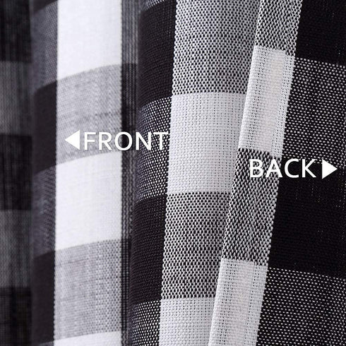 Black and White Buffalo Plaid Tie Up Valance Curtains, Buffalo Check Gingham Farmhouse Retro Adjustable Tie-Up Shades Window Treatment Kitchen Curtains for Cafe Bathroom Windows, 56 x 18", Black/White