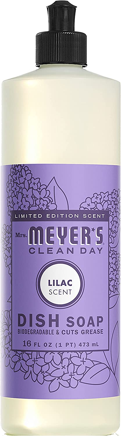 Mrs. Meyer™s Clean Day Spring Liquid Dish Soap Variety Pack, 1 Lilac Scent, 1 Peony Scent, 1 Mint Scent, Cuts Grease & Biodegradable, 16 FL OZ Bottles (3 CT)