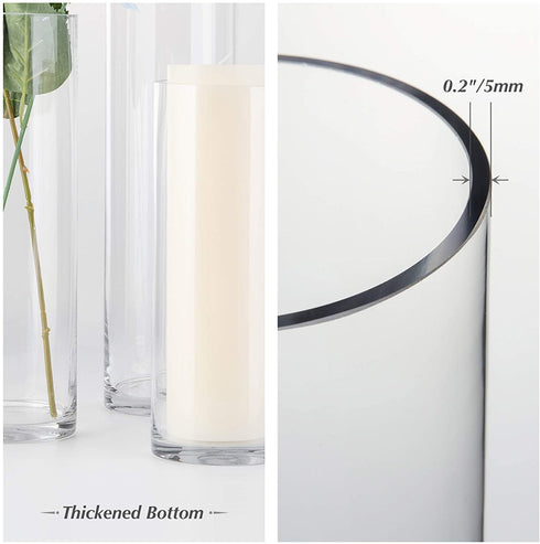 WGV Cylinder Vase, 4" W x 14" H, Floral Container, Flower Vase, Glass Candle Holder Centerpiece Planter Terrarium for Wedding Center Pieces, Home Accent Decor, Clear, 1 Piece