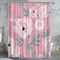 Pink Flower Plant Shower Curtain Green Leaves Minimalist Aesthetic Floral Bath Curtain Modern Cute Waterproof Fabric Bathroom Decor Curtains 72x72 Inches