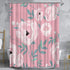 Pink Flower Plant Shower Curtain Green Leaves Minimalist Aesthetic Floral Bath Curtain Modern Cute Waterproof Fabric Bathroom Decor Curtains 72x72 Inches