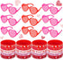 40 Pcs Valentines Day Party Favors 20 Pcs Valentines Heart Shutter Glasses 20 Pcs Valentines Silicone Wristband Rubber Bracelets for Valentine's Day Party Supplies Birthday Party Costume Accessory