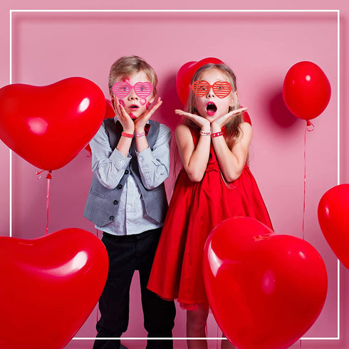 40 Pcs Valentines Day Party Favors 20 Pcs Valentines Heart Shutter Glasses 20 Pcs Valentines Silicone Wristband Rubber Bracelets for Valentine's Day Party Supplies Birthday Party Costume Accessory