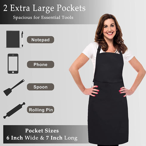 Cotton Blended Extra Large XXL Aprons for Women / Men with 2 Pockets for Cooking, Kitchen, Barber, Gardening, BBQ, Chef Apron