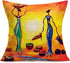 Smilyard African Decor Throw Pillow Covers Cotton Linen Oil Painting African Women Print Outdoor Pillow Covers Cushion Home Decorations 18x18 Inch Set of 4 Couch Pillow Case (Woman Set)