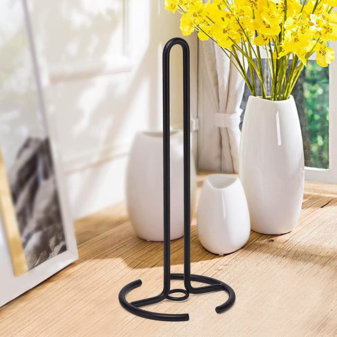 Paper Towel Holder, Steady Countertop Standing Paper Towel Stand, Fits Standard & Jumbo Rolls, Metal Paper Towel Dispenser for Kitchen Table or Bathroom, Black