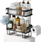 Over The Toilet Storage Shelf,Bathroom Organizer, Above Storage Cabinet Restroom Paper Holder,No Drilling Space Saver with Wall Mounting Design (Black)