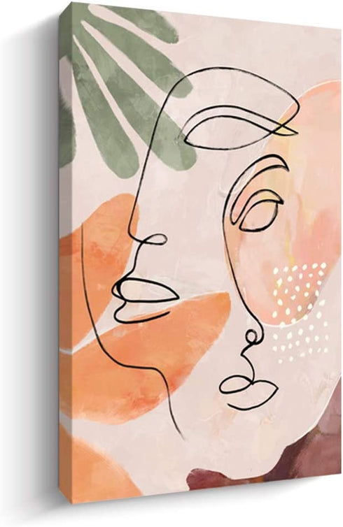 Minimalist Wall Art for Bedroom Face Stick Figure Canvas Print for Wall Decor Modern Home Decoration (12x16 Inch)