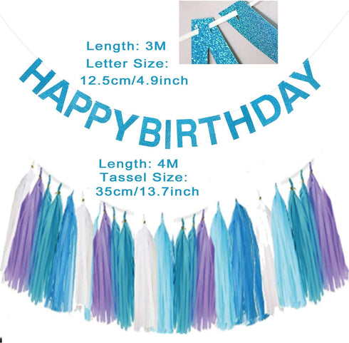 Golray Frozen Birthday Party Supplies Girls Princess Elsa Birthday Party Decorations 61 Balloons, Banner, Tassel, Sash, Pin, Cake Topper, Tattoo, Crown Wand, Girls Birthday Decor 2nd 3rd 4th 5th