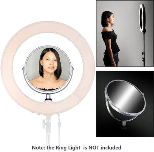 Neewer 8 inches/20 Centimeters Glass Double-Sided Selfie Magnified Circular Makeup Mirror with Adapter for 18 inches Ring Light, Selfie, Portrait, Makeup