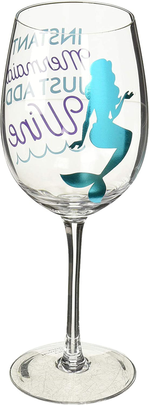 Pavilion Gift Company Girl-Instant Mermaid Just Add Wine-12 oz 12 oz Crystal Wine Glass, Teal