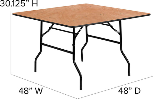 Flash Furniture 4-Foot Square Wood Folding Banquet Table