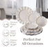 PARTY DISPOSABLE 30 PC DINNERWARE SET | 10 Dinner Plates | 10 Salad Plates | 10 Dessert Plates | Heavyweight Plastic Dishes | Fine China Look | Upscale Wedding and Dining (Veil Collection - Ivory)