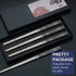 Reusable Chopsticks 3 Pairs Metal Chopsticks Stainless Steel Titanium Plated Chop Sticks Dishwasher Safe Gift Box (Black Silver)