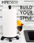 Pipe D‰COR Black Electroplated Industrial Paper Towel Holder, Rustic Kitchen Farmhouse Decoration, Durable Metal Base and Stand Set