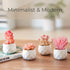 Nordik Set of 4 Desk Plants - Office Decor for Women Desk, Indoor, Living Room, Bedroom, Home and Desk Decor Pink Faux Succulents in White Geometric Ceramic Planters