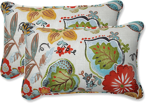 Pillow Perfect Outdoor/Indoor Alatriste Ivory Lumbar Pillows, 11.5" x 18.5", Floral, 2 Piece