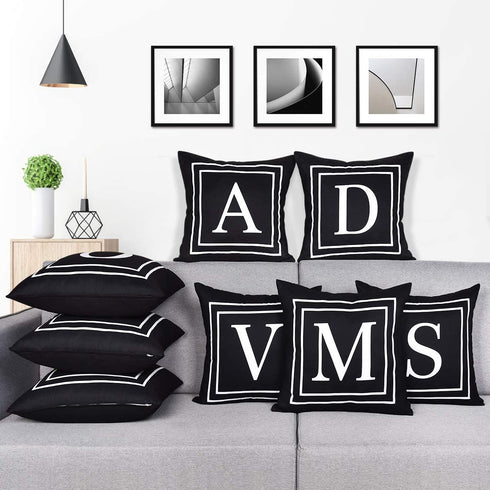 Yastouay Pillow Covers English Alphabet B Throw Pillow Cover Black Throw Pillow Case Modern Cushion Cover for Sofa Bedroom Chair Couch Car (Black, 18 x 18 Inch)