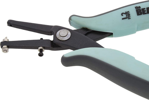 The Beadsmith 1.25mm Metal Hole Punch Pliers, with Gauge Guard to create clean holes, free of indents, ideal for 1.3mm rivets, cold connection, 22 gauge Sheet Metal or thinner, NOT INTENDED FOR THICKER METAL