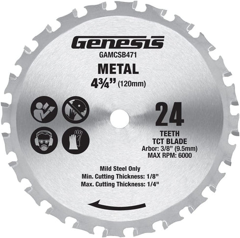 Genesis GAMCSB471 4 3/4" 24-Teeth Metal-Cutting Circular Saw Blade