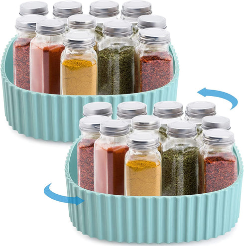 Peohud 2 Pack Lazy Susan Turntable, 9 Inch Cabinet Organizer, Rotating Storage Container for Kitchen, Cabinets, Pantry, Spinning Organizer Rotating Spice Rack Holder for Condiments, Cosmetic