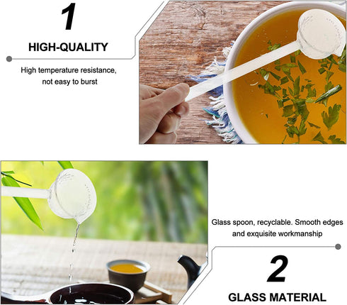 Yardwe Glass Serving Ladle Gravy Tea Ladle Long Handle Glass Spoons for Soup Punch Bowl Sauce Drinks Tea Coffee Kitchen Ladle Spoons (Transparent)