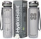 Hydro Habit - Sports Water Bottle with Time Marker Reminder - BPA Free, Non Toxic, Smooth Water Fast Flow, Flip Top Leak Proof Lid, Shaker Ball and Fruit Infuser Strainer - 32 oz 1 Liter