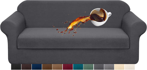 Granbest Premium Water Repellent Sofa Cover 2-Piece High Stretch Couch Slipcover Super Soft Fabric Couch Cover (Gray, Large-2 Pieces)