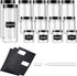 14 Pieces Plastic Jars with Black Lids Clear Grain Storage Container with 3 Sheets Label Stickers and 1 Piece Pen