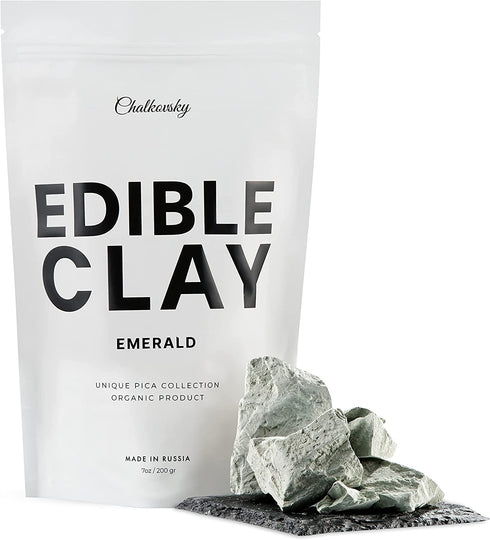 Chalkovsky Emerald Edible Clay - Crispy Clay Chunks for Eating - Edible Chalk for Pica Cravings, Unique Pica ASMR Collection - Ready-to-Eat Clay - Carefully Selected Edible Dirt Bites - 7 Oz (200gr)