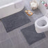 Bathroom Rugs Sets 2 Piece, Luxury Chenille Bath Mat Set, Soft Plush Anti-Slip Bath Rugs + U Shape Contoured Gray Bathroom Rugs.1'' Microfiber Shaggy Carpet, Super Absorbent, Dark Grey.