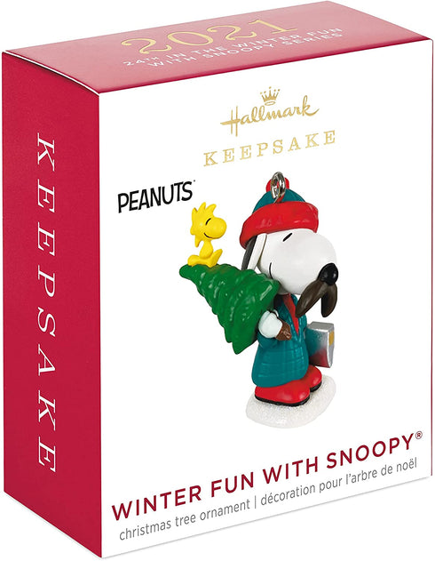 Hallmark Keepsake 1.26" Miniature Christmas Ornament 2021, Peanuts Winter Fun with Snoopy, Mini