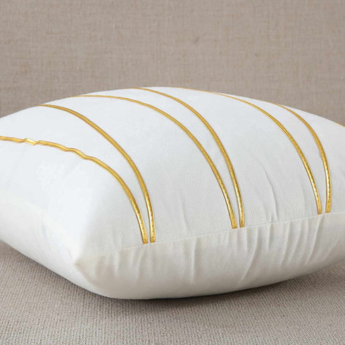 WACOMECO Soft Throw Pillow Covers - Velvet Decorative Cushion Covers Cases for Sofa Bedroom Livingroom Car, 18 x 18 in, White and Gold