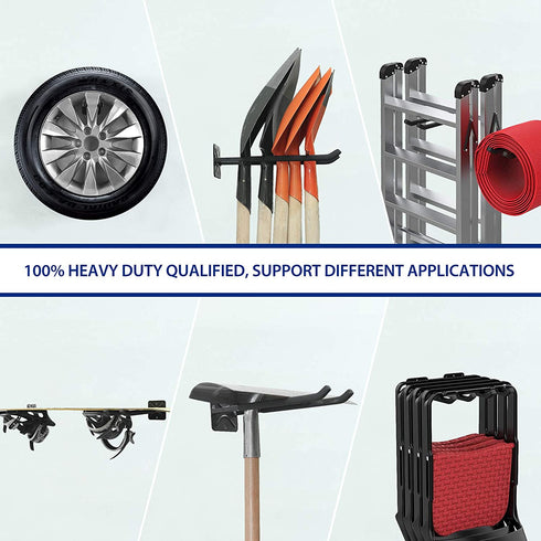 Stormann Garage Hooks Wall Mounted Heavy Duty Hanger Tool Organizer Rack Storage Utility Hooks for Tire Rack,Snow Board,Ladders,Chairs,Strollers,Power Tools,Garden Tools (2 Pack)