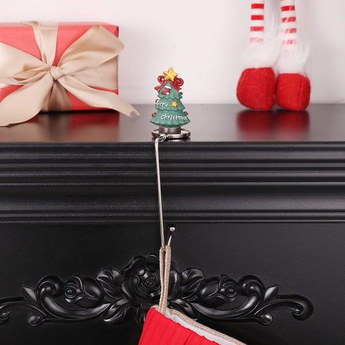 Rotatable Christmas Stocking Holders Set of 4 Mantel Metal Hooks Stocking Hanger for Fireplace Xmas Non-Slip Safety Hang Grip Fireplace Hook for Christmas Party Decoration (4)