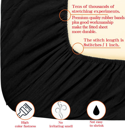 NTBAY Microfiber Queen Fitted Sheet, Wrinkle, Fade, Stain Resistant Deep Pocket Bed Sheet, Black